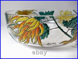 Coupe saladier en verre émaillé Art Nouveau / déco dlg Legras