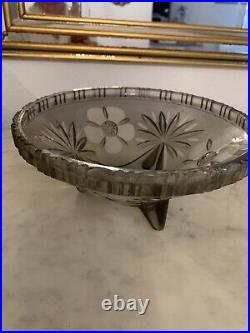 Coupe tripode Fin Art Nouveau verre fumé translucide et dépoli