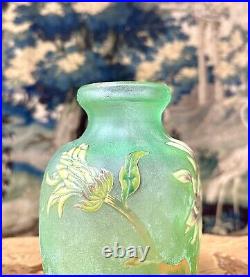 Cristallerie émile Gallé, Vase En Verre émaillé Aux Chrysanthèmes, Art Nouveau