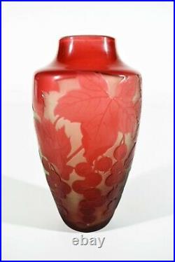 D'Argental Style Art Nouveau Cameo Vase en Verre ° Design Paul Nicolas Nancy