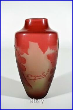 D'Argental Style Art Nouveau Cameo Vase en Verre ° Design Paul Nicolas Nancy