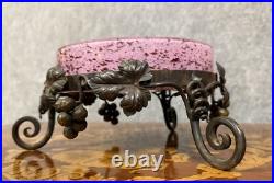 D'après Muller coupe ou centre de table en verre rose époque Art Nouveau