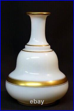 D art nouveau 1900 superbe flacon et verre à pied opaline opalin blanc or 725g