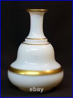 D art nouveau 1900 superbe flacon et verre à pied opaline opalin blanc or 725g