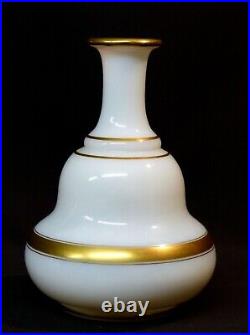 D art nouveau 1900 superbe flacon et verre à pied opaline opalin blanc or 725g