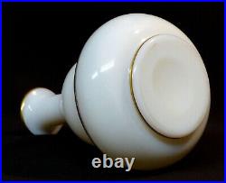 D art nouveau 1900 superbe flacon et verre à pied opaline opalin blanc or 725g