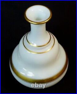 D art nouveau 1900 superbe flacon et verre à pied opaline opalin blanc or 725g