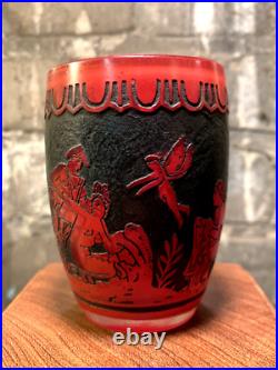DAUM DELATTE Gallé vase miniature art nouveau verre dégagé à l'acide