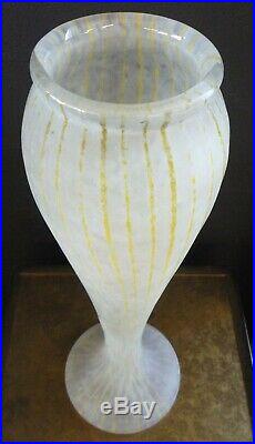 DAUM NANCY-Grand vase art nouveau filigrané-pate de verre-gallé, schneider, muller