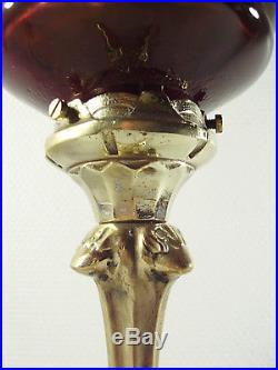 DAUM NANCY Lampe art nouveau en bronze et tulipe en pâte de verre