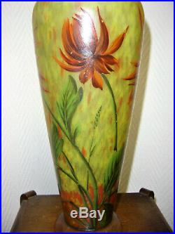 DAUM Nancy grand vase signé DAUM pate de verre art nouveau 36 cm