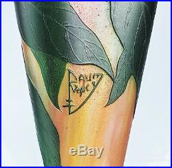 Daum Nancy Haut Vase Plaqueminier du Japon Verre Gravé Art Nouveau Ht34cm