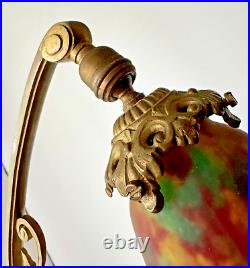 Daum? Nancy Pied Bronze Charles Ranc Lampe De Table Pate De Verre Art Nouveau