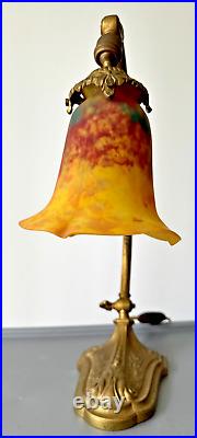 Daum? Nancy Pied Bronze Charles Ranc Lampe De Table Pate De Verre Art Nouveau