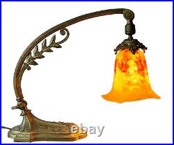 Daum? Nancy Pied Bronze Charles Ranc Lampe De Table Pate De Verre Art Nouveau