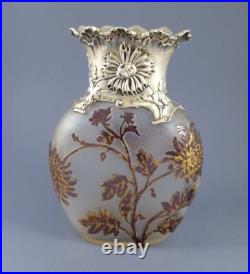 Daum Nancy Vase Art Nouveau en verre et argent massif