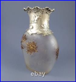 Daum Nancy Vase Art Nouveau en verre et argent massif