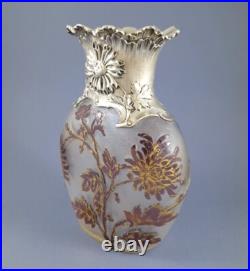 Daum Nancy Vase Art Nouveau en verre et argent massif