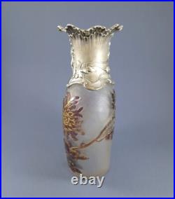 Daum Nancy Vase Art Nouveau en verre et argent massif