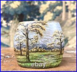 Daum Nancy Vase Au Paysage De Plaine Et Montagnes En Verre émaillé Art Nouveau