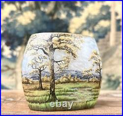 Daum Nancy Vase Au Paysage De Plaine Et Montagnes En Verre émaillé Art Nouveau