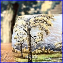 Daum Nancy Vase Au Paysage De Plaine Et Montagnes En Verre émaillé Art Nouveau