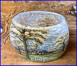 Daum Nancy Vase Au Paysage De Plaine Et Montagnes En Verre émaillé Art Nouveau