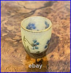 Daum Nancy Vase Miniature Aux Bleuets, Pate De Verre Art Nouveau
