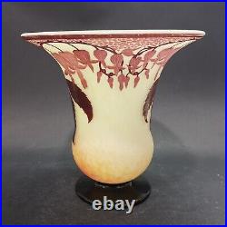 Delatte, Important Vase Art-nouveau à Décor De Fuchsia (H 23,5 Cm)