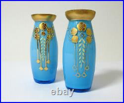 Deux Art Nouveau Vases en Verre Um 1900 Josef Riedel Polaun