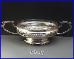 Dupouy Grande Coupe Centre De Table Art Nouveau Metal Argente Et Verre Debut Xx°