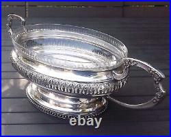 Dupouy Grande Coupe Centre De Table Art Nouveau Metal Argente Et Verre Debut Xx°