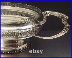 Dupouy Grande Coupe Centre De Table Art Nouveau Metal Argente Et Verre Debut Xx°