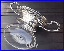 Dupouy Grande Coupe Centre De Table Art Nouveau Metal Argente Et Verre Debut Xx°