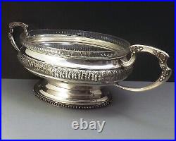 Dupouy Grande Coupe Centre De Table Art Nouveau Metal Argente Et Verre Debut Xx°