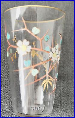 ÉMILE GALLÉ 6 VERRES GOBELETS ÉMAILLÉ DE FLEURS ÉPOQUE 1880 ART NOUVEAU vase