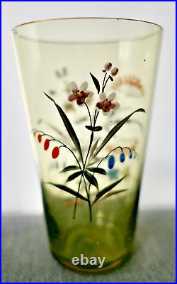 ÉMILE GALLÉ 6 VERRES GOBELETS ÉMAILLÉ DE FLEURS ÉPOQUE 1880 ART NOUVEAU vase