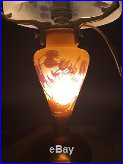 Émile Gallé Lampe Champignon Hibiscus Art Nouveau daum le verre français