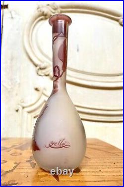 Emile Gallé Petit Vase Soliflore Violet, Pate De Verre Art Nouveau