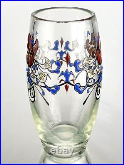 Emile Gallé Rare Vase Fleurs de Lys Vase Verre émaillé Première période 1890