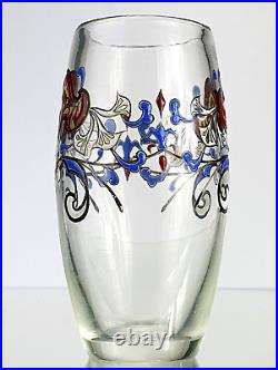 Emile Gallé Rare Vase Fleurs de Lys Vase Verre émaillé Première période 1890