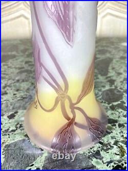Emile Gallé Vase En Verre Multitouchr A Decor Violet Pate De Verre Art Nouveau