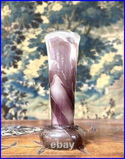 Émile Gallé Vase Poli Au Feu Décor D'iris Violettes Pâte De Verre Art Nouveau