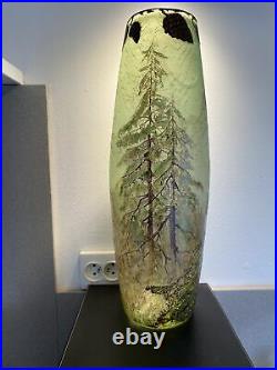 Énorme LEGRAS Superbe vase Arbres pate de verre Galle Daum art nouveau
