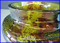 Ernest LEVEILLE Vase art nouveau pate de verre feuilles d'or e. Rousseau