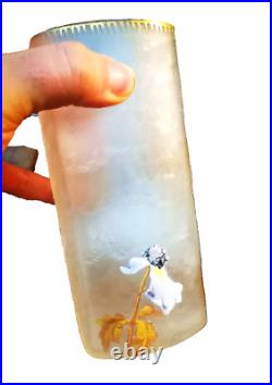 F. T. Legras MONTJOYE. Vase quadrangulaire en verre émaillé, ép. Art nouveau F. T. Legras MONTJOYE. Vase quadrangulaire en verre émaillé, ép. Art nouveau