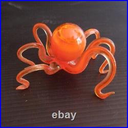 Figurine statue animal marin pieuvre verre fait main vintage déco design N4238