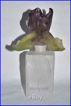 Flacon à Parfum En Pate De Verre & Cristal, Decor d'Iris Art Nouveau Signé Daum