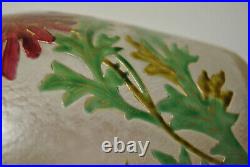 Flacon carafe verre gravé acide décor émaillé art nouveau signé Lorraine