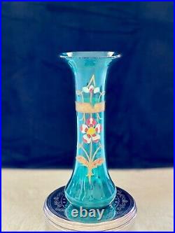 Francois T. Legras Vase à col en verre soufflé à décor floraux Art nouveau